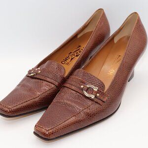 Salvatore Ferragamo Brown Miista Leather Pump Heels Size 8-1/2B *NWOT*